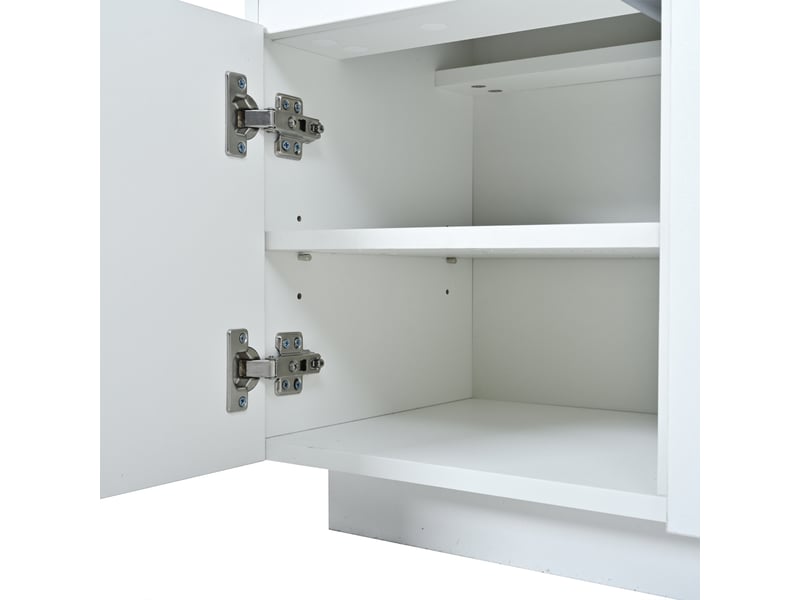  Buffet bas 140x35x72,5 cm blanc avec 2 tiroirs, 4 portes, led rgb Fay Lum - Conforama E