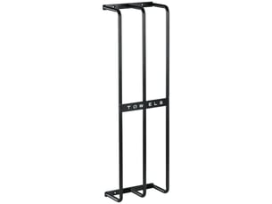 Porte serviettes mural 3 barres en métal noir - peut jusqu'à contenir 6 serviettes, dim. 21l x 12p x 74h cm