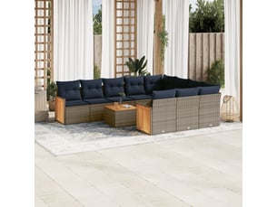 Vidaxl ensemble de canapé de jardin 11 pcs avec coussins gris résine tressée