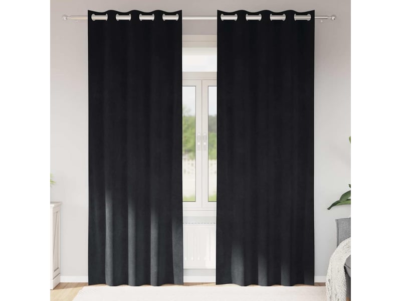 Lot de 2 rideaux, rideaux de fenêtre noir 140 x 245 cm velours cf44098 - Conforama B