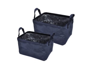 Lot de 2 panières rectangles velvet 32cm bleu foncé