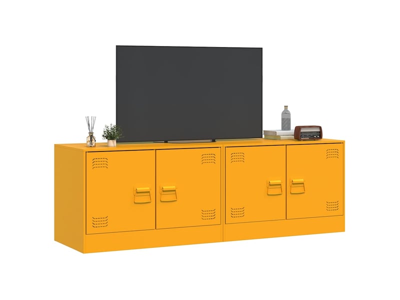  Meubles tv - banc tv - meuble de rangement 2 pcs jaune moutarde 67x39x44 cm acier  - Conforama D