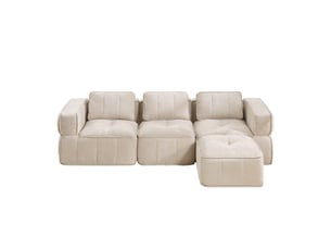 Canapé d'angle compressé réversible fixe <strong></strong> <strong>Fay Lum</strong> 3 places Polyester beige
