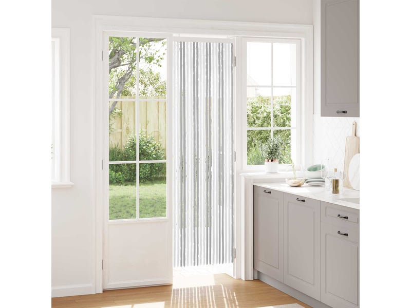 Rideau anti-insectes, moustiquaire en chenille gris clair et blanc cf43438 - Conforama B