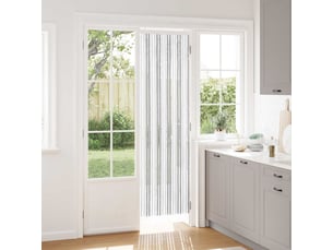 Rideau anti-insectes, moustiquaire en chenille gris clair et blanc cf43438