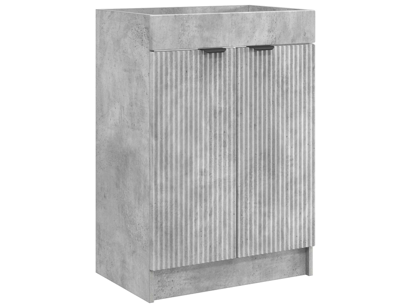  Armoire sous évier de salle de bain, meuble de rangement gris béton shl7872  - Conforama A