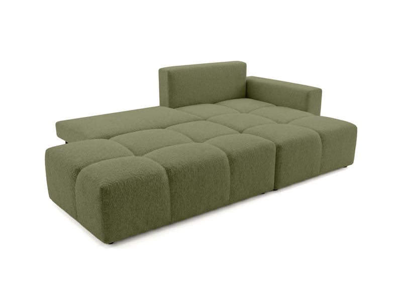  Celine - canapé d'angle fixe convertible 4 places en bouclette  - Conforama C