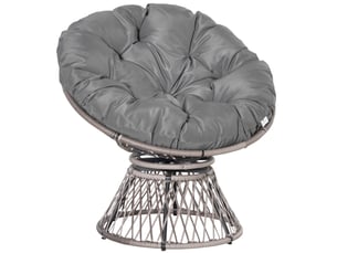 Fauteuil papasan 87x97x86 cm pivotant 360 degrés métal gris