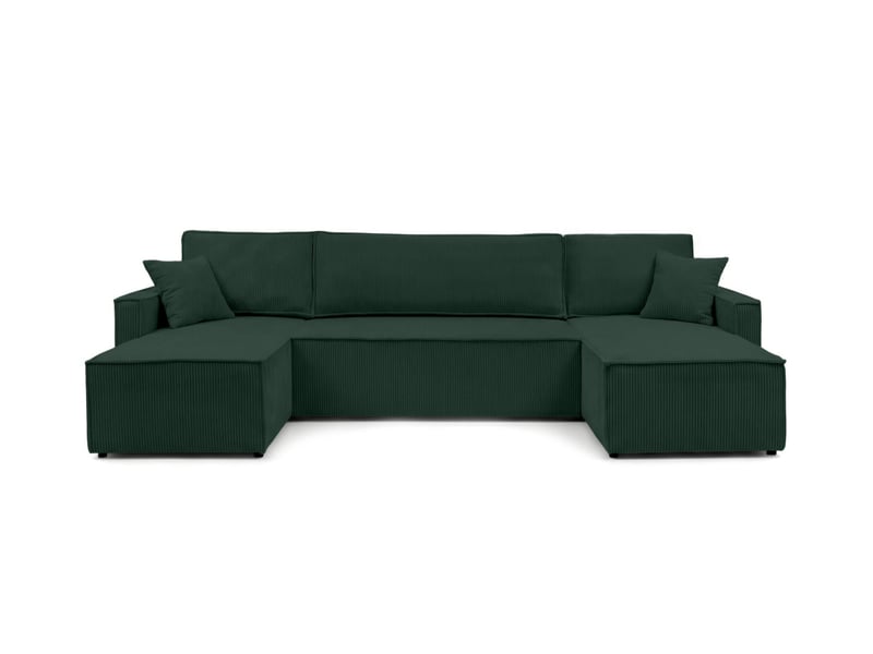  Farah - canapé d'angle panoramique convertible 6 places accoudoirs slim en velours cotelé  - Conforama E