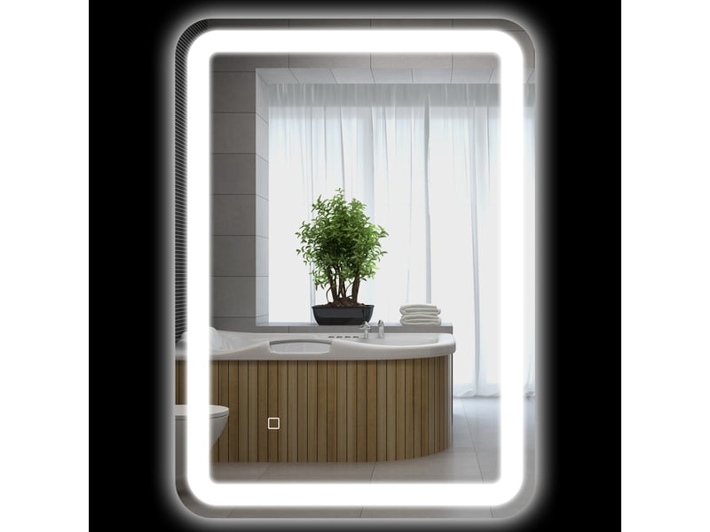  Miroir de salle de bain avec éclairage led 50 x 70 cm, miroir mural antibuée avec 3 températures de couleur réglables et fonction mémoire  - Conforama B