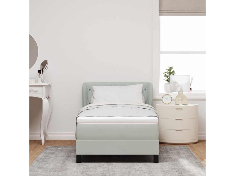  Lit adulte, lit simple, lit à ressorts avec tête de lit gris clair 90x190cm velours cf17059  - Conforama C