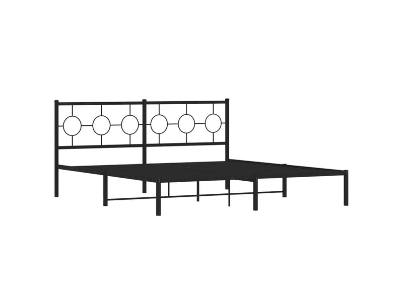  Lit double- lit adulte -  cadre de lit métal sans matelas et tête de lit noir 180x200 cm  - Conforama B