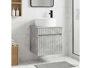 Meuble de lavabo mural, rangement salle de bain gris béton 49x44.5x65.5 cm