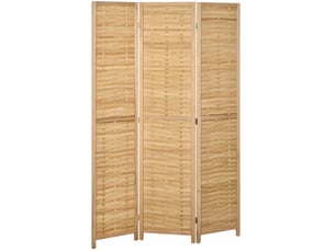 Paravent pliable 3 panneaux 120 x 170 cm – bambou naturel – séparation d'espace sans montage