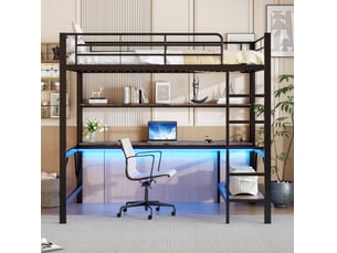 Lit mezzanine 140x200 cm <strong>VIVRYN</strong> <strong></strong> coloris noir