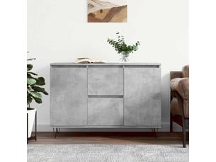 Buffet cuisine, meuble de rangement, commode gris béton 101,5x35x70 cm bois d'ingénierie