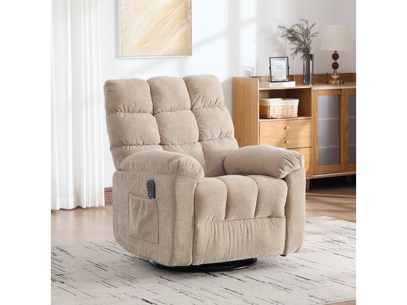  Fauteuil relax électrique avec massage, fauteuil massant chauffant pivotant à 360 degrés pour salon et coin lecture  - Conforama B