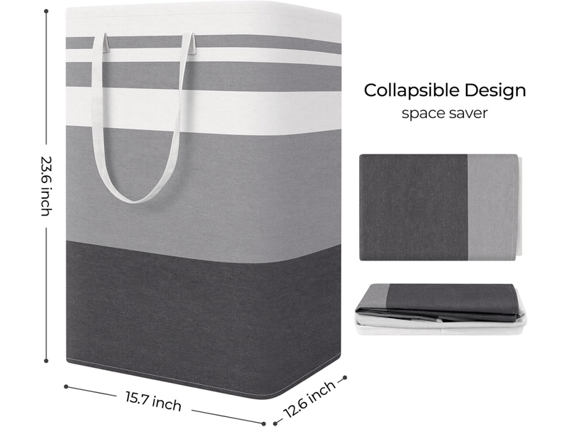 Lot de grands paniers à linge imperméables autoportants, sacs pliables avec poignées allongées pour le rangement et le transport - Conforama B