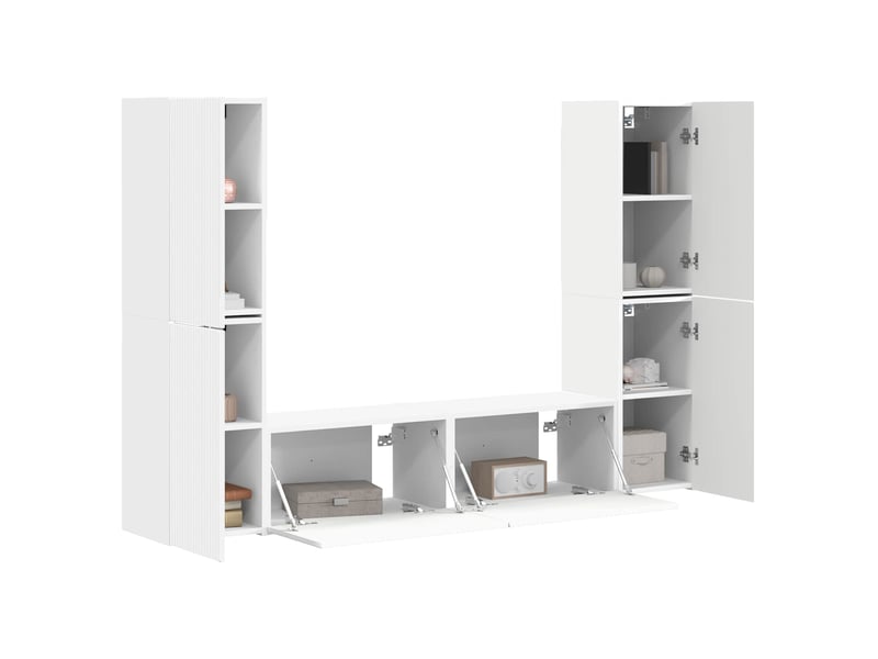  Ensemble meuble tv - banc tv - meuble de rangement 6 pcs blanc bois d'ingénierie  - Conforama C