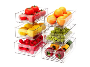 Boite de rangement frigo transparent, lot de 6 (3 tailles) pour le réfrigérateur cuisine