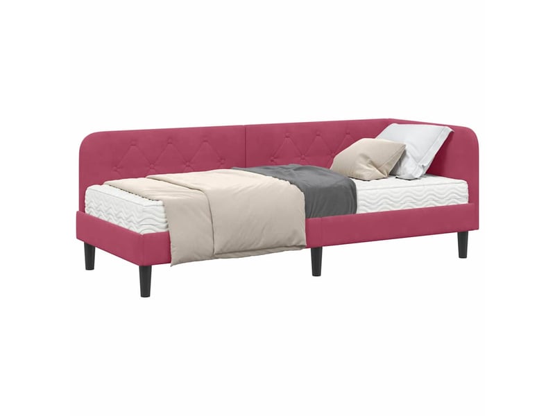  Lit simple- lit adulte -  cadre de lit d'angle bordeaux 80 x 200 cm velours  - Conforama B