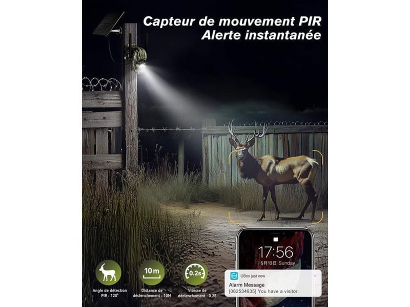  Camera de chasse 4g lte solaire 2k ptz xg-15 verte 149519_AACSX74585_6_DROPFR - Conforama E