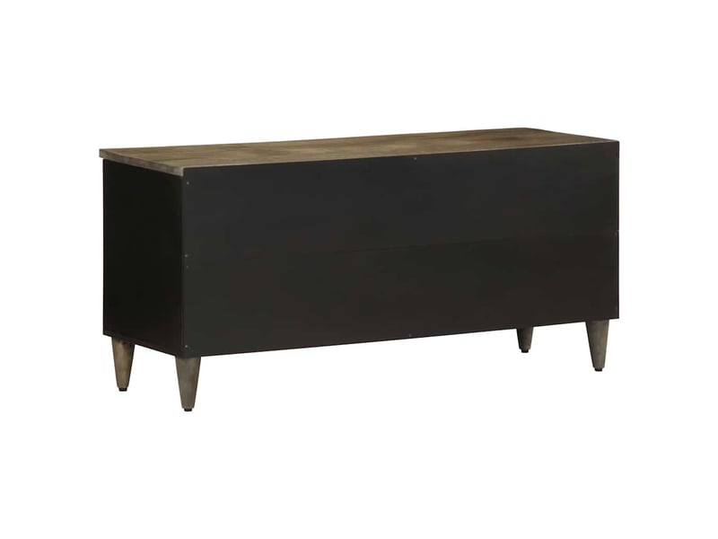  Meuble tv - banc tv - meuble de rangement noir 100x33x46 cm bois massif de manguier  - Conforama E
