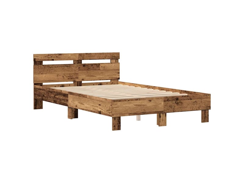 Lit double- lit adulte - cadre de lit bois ancien 120 x 190 cm bois d'ingénierie - Conforama C