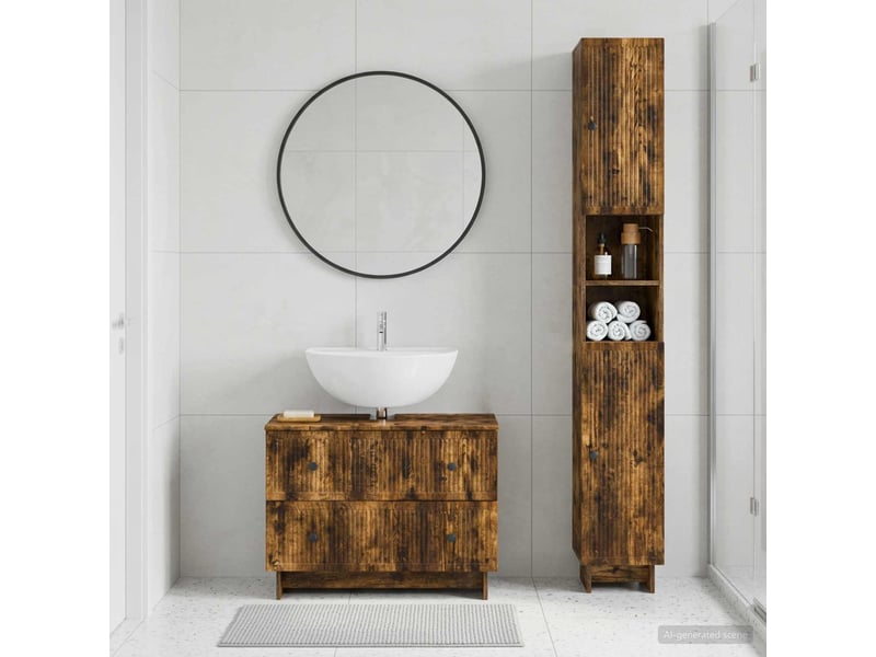  Ensemble de 2 meubles de salle de bain ede chêne fumé cf63137  - Conforama B