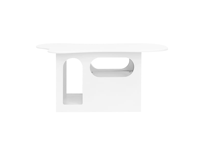  Table basse blanc, rangement, design moderne, angles arrondis, structure robuste, finition haut de gamme - 97x45x43.5cm - salon  - Conforama C