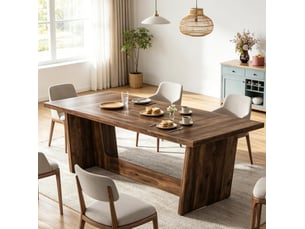 Table de salle à manger 6 à 8 personnes avec plateau rectangulaire et piètement stable en bois marron 180 × 79 × 76 cm