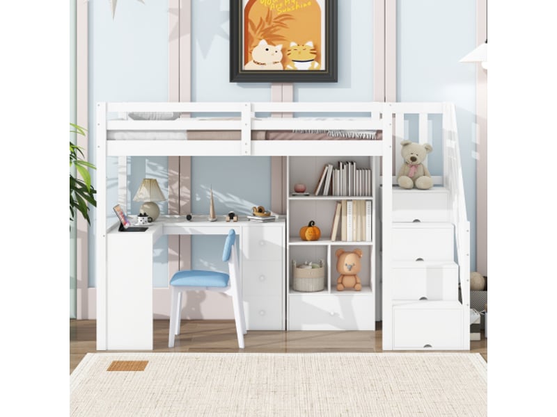  Lit mezzanine 90x200 cm coloris blanc pin lit enfant blanc - Conforama B