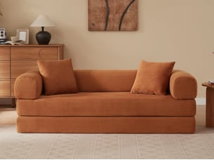 Canapé droit compressé convertible BIQZUYA 2 places Tissu orange