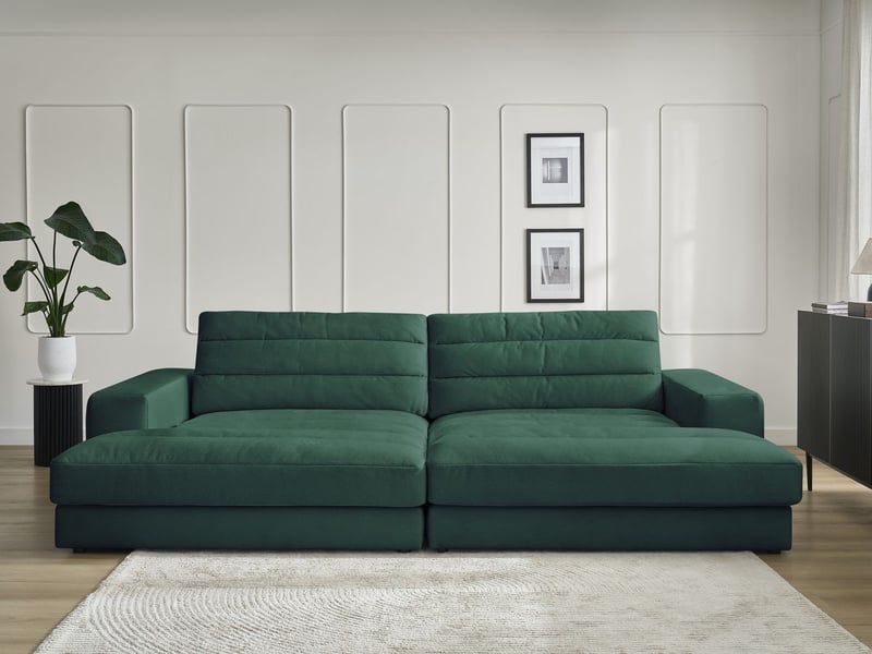  Bobochic canapé droit fixe 4 places sierra assise profonde velours vert foncé SIERRA - Conforama D