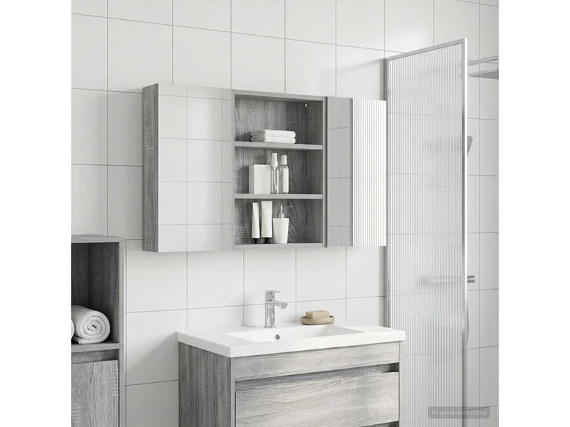  Ensemble de meubles de salle de bain 3 pcs 100x10.5x50 cm shl7858  - Conforama D