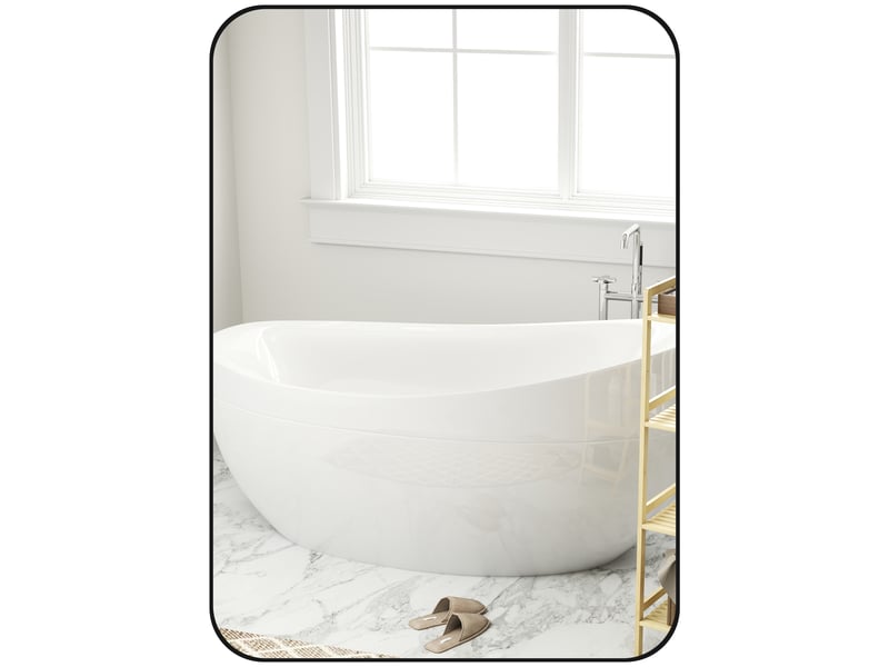  Miroir de salle de bain mural cadre en métal noir 50x2,5x70 cm  - Conforama A