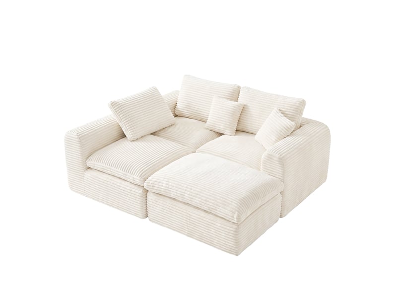 Canapé modulable compression 3 places,canapéà d'angle en l,280x180x65cm,velours côtelé,mousse et ressorts,beige - Conforama W