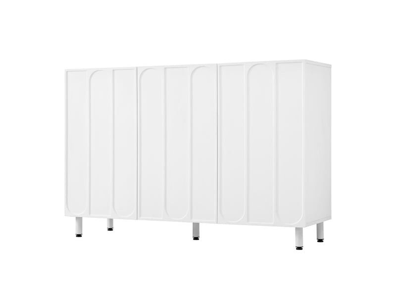  Buffet meuble à chaussures 3 portes mdf et panneau de particules blanc 120x37x80 cm GL8990W - Conforama B