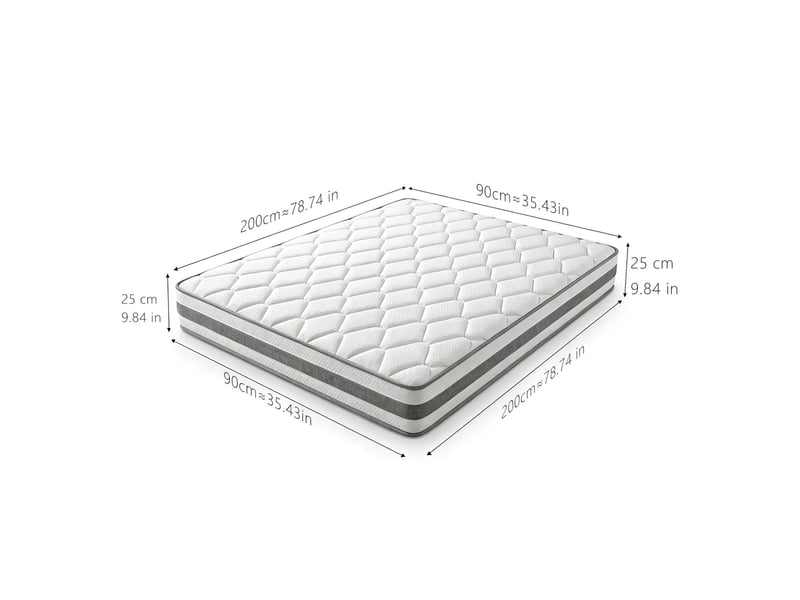  Matelas 90x200 cm h4, 25 cm, ressorts ensachés et mousse confort, 7 zones, housse polyester respirante  - Conforama B