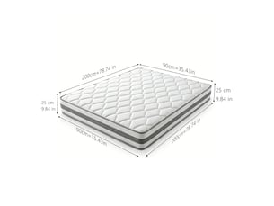 Matelas 90x200 cm <strong>DESVIAE</strong>  <strong></strong> Ressorts ensachés + mousse soutien Très ferme épaisseur 25 cm