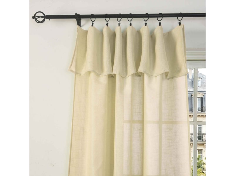 Lot de 2 voilages ajustables + 8 anneaux pince 140 x 270 cm evasion polyester effet lin - Conforama C