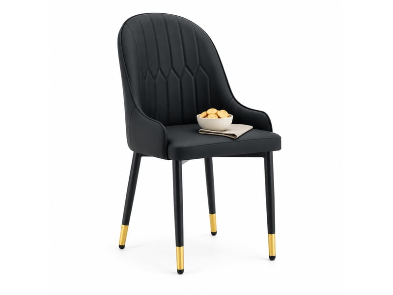  Lot de 2 chaises de salle à manger,47,3x44x91 cm,similicuir,noir  - Conforama A