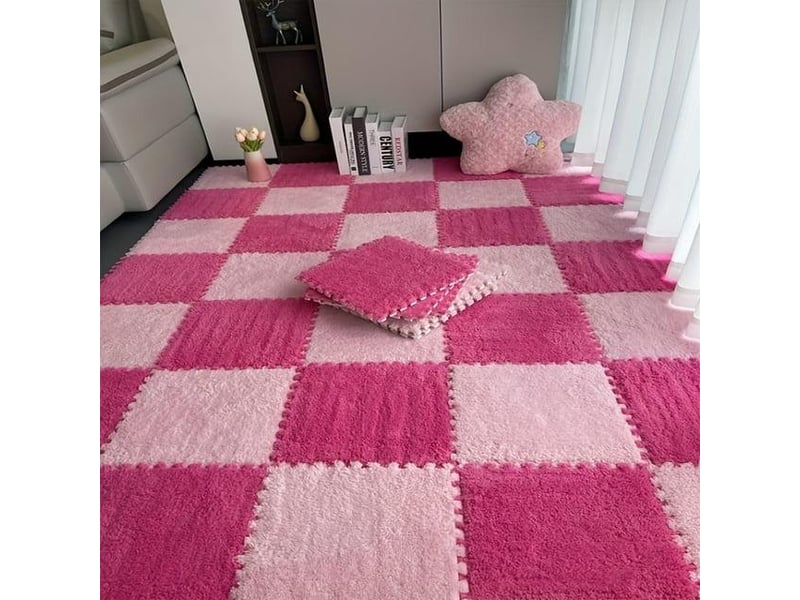  Ensemble de tapis de sol en mousse pelucheuse de 12 pièces: carrés de tapis pour un confort et une protection antidérapants  - Conforama B