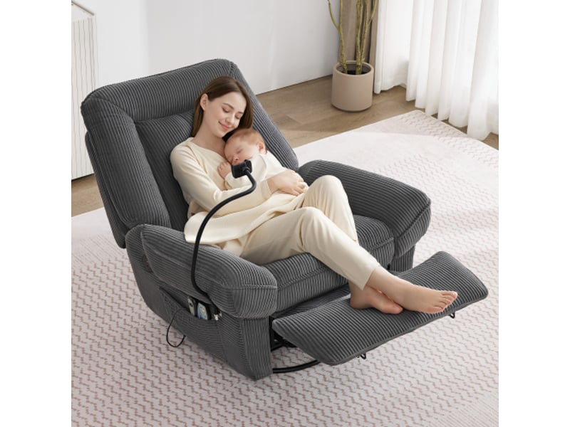  Fauteuil relax électrique tissu gris avec repose-pieds fauteuil relax gris - Conforama B