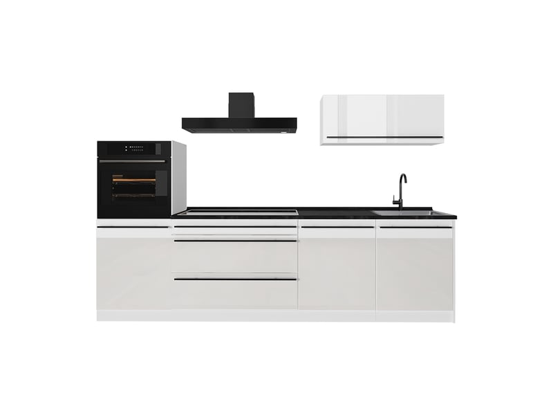  Vicco cuisine, blanc haute brillanceblanc, 280cm plan de travail anthracite  - Conforama A