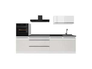 Vicco cuisine, blanc haute brillanceblanc, 280cm plan de travail anthracite