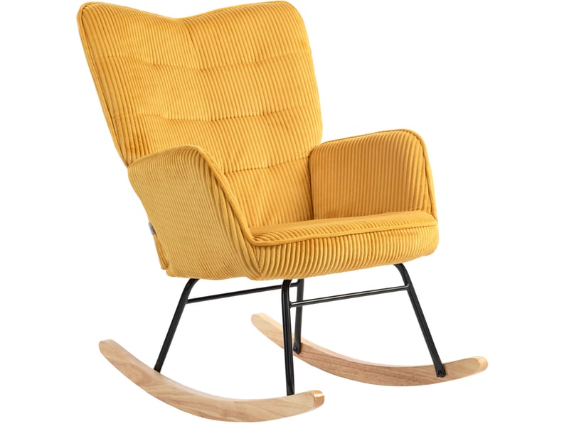  Fauteuil à bascule modenvie jaune avec accoudoirs en acier et bois de hêtre  - Conforama A