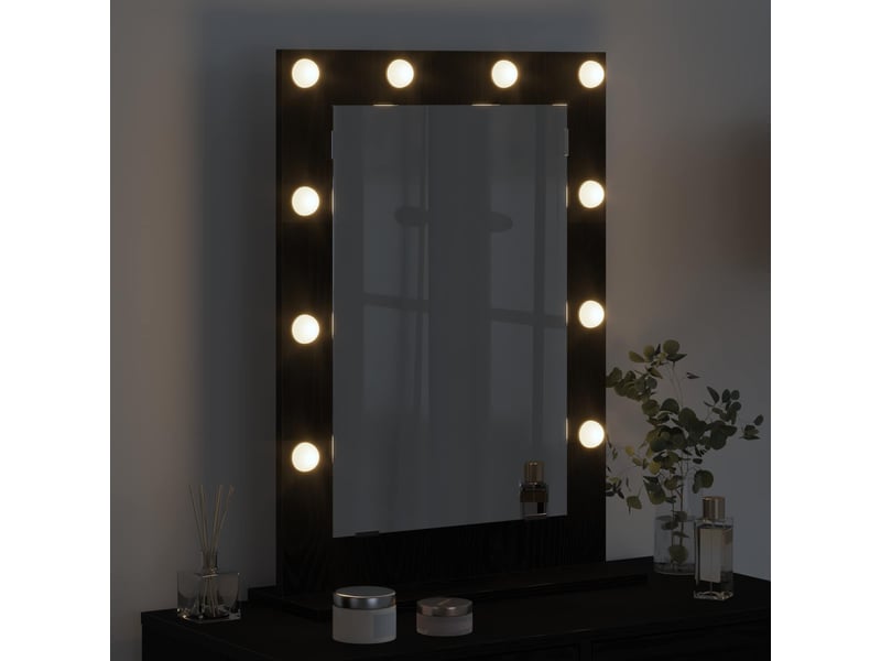 Miroir de vanité, miroir de coiffeuse chêne noir 70 x 50 x 18 cm rectangulaire cf62764 - Conforama C