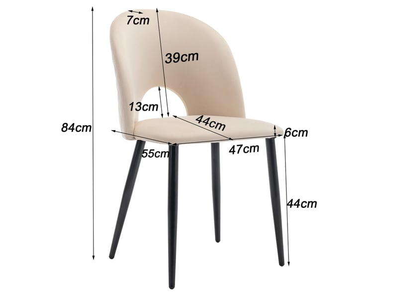  Lot de 2 chaises de salle à manger en velours beige avec pieds réglables  - Conforama E