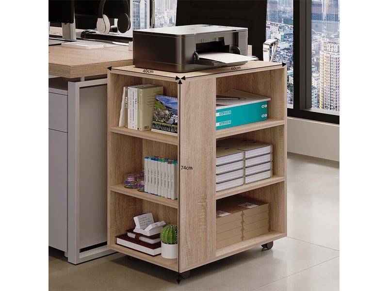 Support d'imprimante multifonctionnel, étagère, meuble de rangement, marron clair - Conforama E